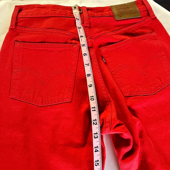 NWT Levis Premium 501 Jeans Women 26x28 Red High Rise Straight Made USA 90 Denim - Picture 8 of 14